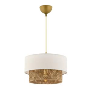 Suspension ronde coton blanc et tressage