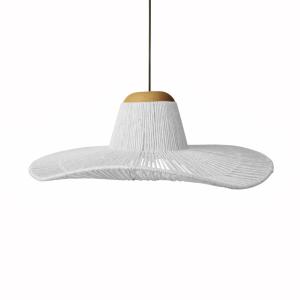 Suspension ronde métal, fibre blanc D19xP19xH70 cm