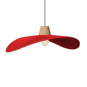 Suspension ronde métal, fibre rouge D10xP10xH70 cm