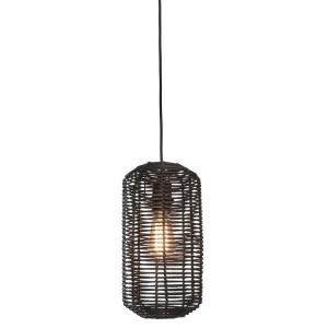 Suspension rotin noir, h. 35cm