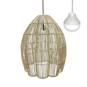 Suspension sans fil Rotin Beige d50cm