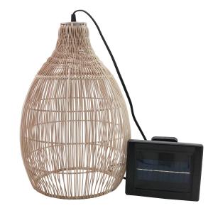 Suspension solaire bohème Poly rotin Beige H42cm