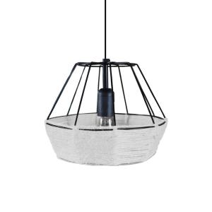 Suspension TOSEL ,métal,fibre ,Blanc  ,H90xD 25xP25cm