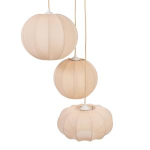 Suspension triple beige rosé avec abat-jours