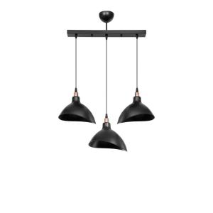 Suspension trois lumières noir 60x22x90 cm
