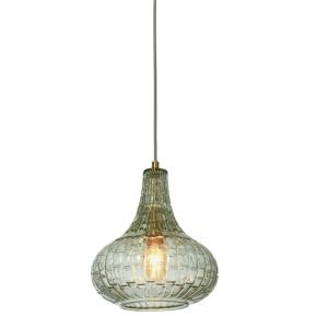 Suspension verre vert 24x24x28cm