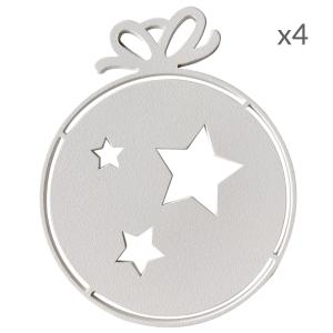 Suspensions de Noël boule étoiles en aluminium blanc D9cm L…