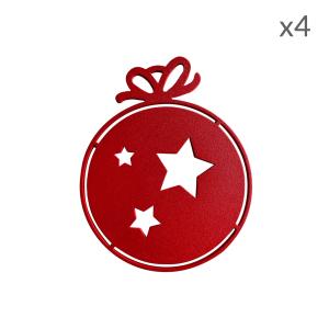 Suspensions de Noël boule étoiles en aluminium rouge D6cm L…
