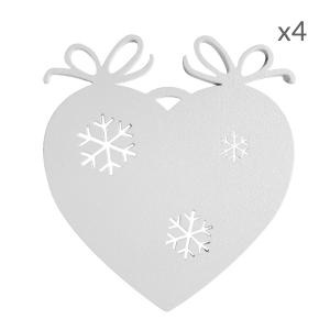 Suspensions de Noël forme cœur en aluminium blanc H11cm Lot…