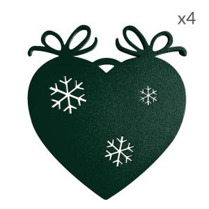 Suspensions de Noël forme cœur en aluminium vert H11cm Lot…