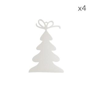 Suspensions de Noël forme sapin en aluminium blanc H9cm Lot…