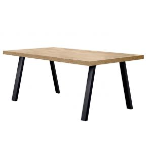 Table  170cm aspect bois piètement a métal poudré noir