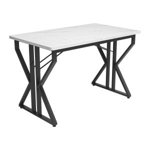 Table à mange moderne robuste effet marbre blanche pieds no…