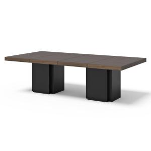 Table à manger 10 personnes effet bois noyer/noir