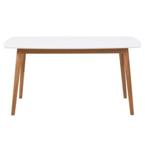 Table à manger 150x80x75,5 cm décor blanc et naturel - NAWE…