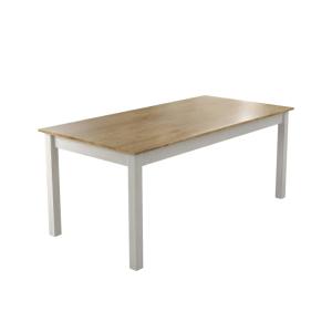 Table à manger 180 cm blanche - plateau bois clair