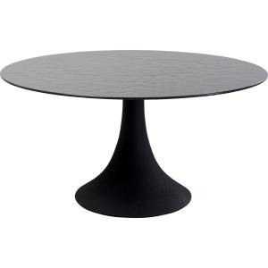 Table à manger 4 personnes en verre et aluminium noir D150