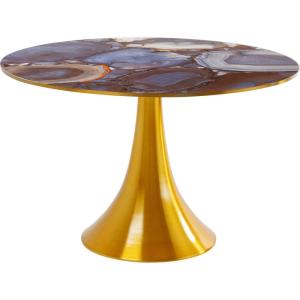 Table à manger 4 personnes ronde en grès effet agate D120