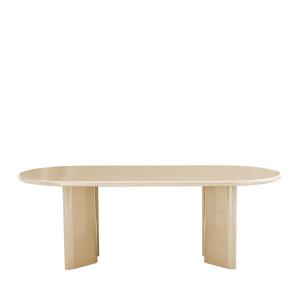 Table à manger 6 personnes ovale en bois laqué - Grège