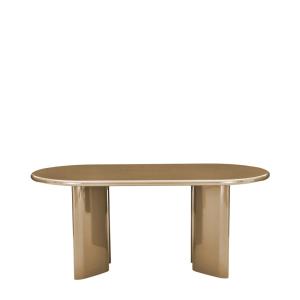 Table à manger 6 personnes ovale en bois laqué - Marron