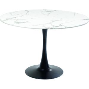 Table à manger 6 personnes ronde blanche et noire D110