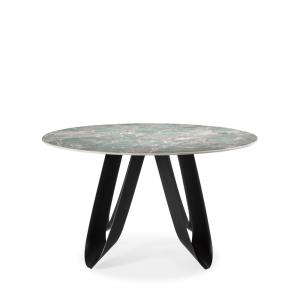 Table à manger 6 personnes ronde en céramique - Vert