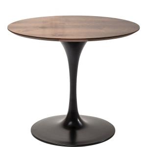 Table à manger 6 personnes ronde noyer et noire D120