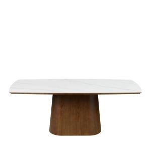 Table à manger 8 personnes effet marbre et bois - Bois fonc…