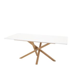 Table à manger 8 personnes en bois et métal - Blanc