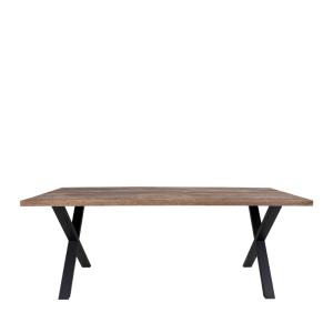 Table à manger 8 personnes en bois et métal - Bois foncé et…