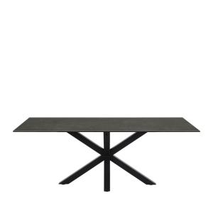 Table à manger 8 personnes en céramique et métal - Noir