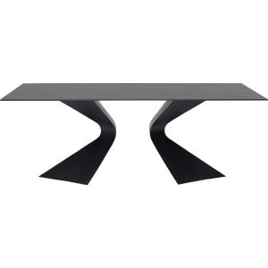 Table à manger 8 personnes en grès et acier noir L200