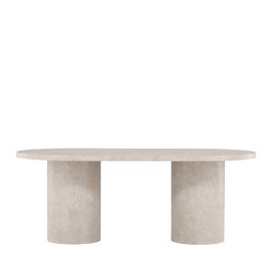 Table à manger 8 personnes ovale effet marbre - Beige