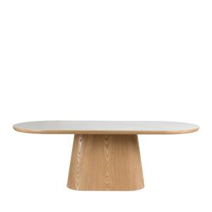 Table à manger 8 personnes ovale en pierre et bois - Bois c…