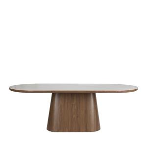 Table à manger 8 personnes ovale en pierre et bois - Bois f…