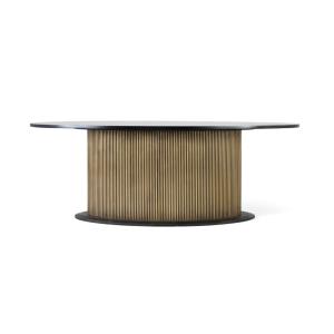 Table à manger avec plateau en bois de manguier et base dor…