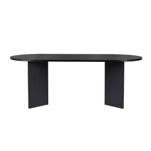Table à manger avec plateau ovale L200 cm - Effet Bois noir