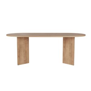 Table à manger avec plateau ovale L200 cm - Effet Chêne