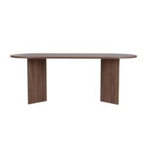 Table à manger avec plateau ovale L200 cm - Effet Noyer