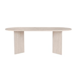 Table à manger avec plateau ovale L200 cm - Effet Travertin