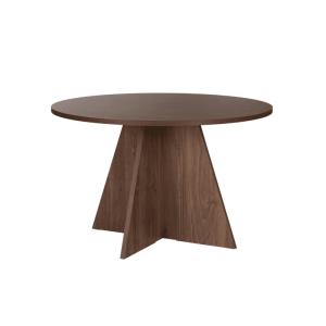 Table à manger avec plateau rond D120 cm - Effet Noyer