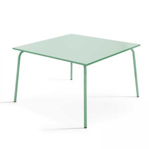 Table à manger carrée en acier vert sauge 120 cm