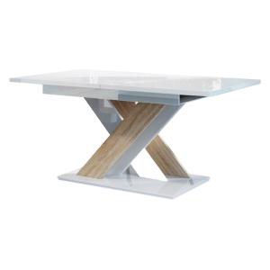 Table à manger contemporain 140 cm blanc/beige