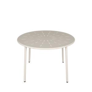 Table à manger de jardin 4 personnes ronde en métal  - Beig…