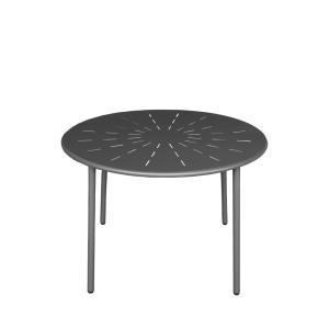 Table à manger de jardin 4 personnes ronde en métal  - Gris…