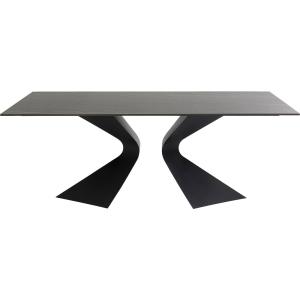 Table à manger de jardin 6 personnes en grès et acier noir…