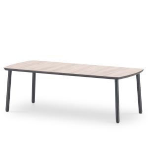 Table à manger de jardin anthracite et HPL imitation bois 2…