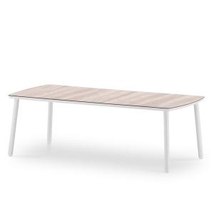 Table à manger de jardin blanche et HPL imitation bois 200x…