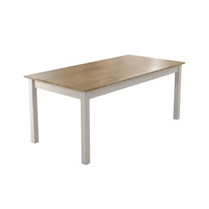 Table à manger décor bois et pieds blanc L180 cm