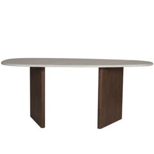 Table à manger design forme ovale effet pierre MADOLYN marr…